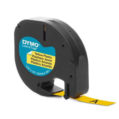 Dymo LetraTag Plastikāta Lente S0721570 12mm x 4m  melns uz dzeltenas - S0721620