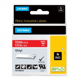 Dymo Rhino Vinila Lente 1805416 12mm x 5.5m balts uz sarkanas Dymo Rhino Vinila Lente 1805416 12mm x 5.5m balts uz sarkanas