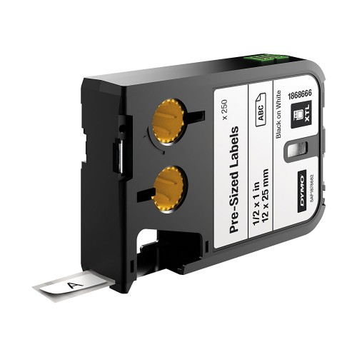 DYMO XTL 250pcs. Pre-Sized Label (12mm x 25mm), black on white