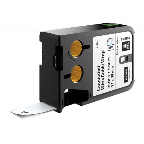 DYMO XTL 1868705 150gab. Laminētas uzlīmes vadiem/kabeļiem (21 mm x 39 mm), melns uz balta