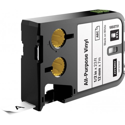 Dymo XTL Vinila lente 1868751 12mm x 7m, melns uz balta
