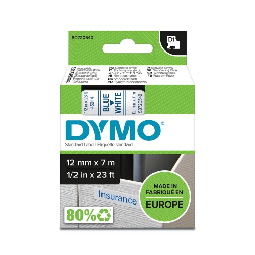 Dymo Lente D1 45014 12mm x 7m / zils uz baltas – S0720540