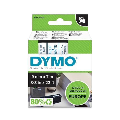 Dymo Lente D1 40914 9mm x 7m zils uz baltas – S0720690