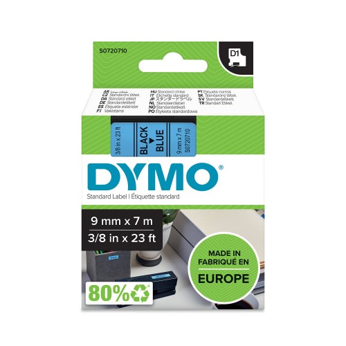 Dymo Lente D1 40916 9mm x 7m  melns uz zilas – S0720710