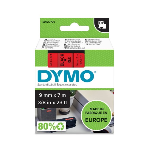 Dymo Lente D1 40917 9mm x 7m  melns uz sarkanas – S0720720