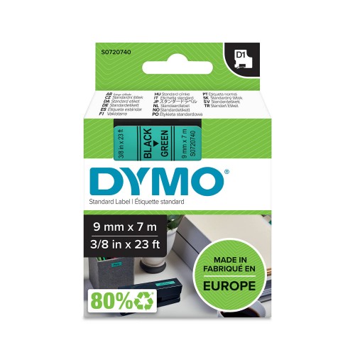 Dymo Lente D1 40919 9mm x 7m  melns uz zaļas – S0720740