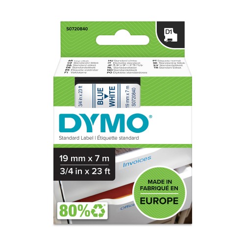 Dymo Lente D1 45804 19mm x 7m zils uz baltas – S0720840