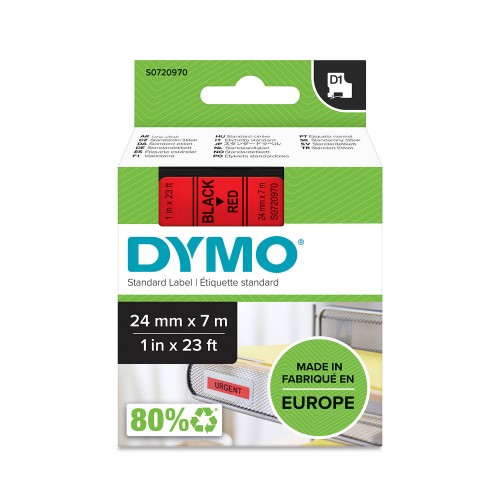 Dymo Lente D1 53717 24mm x 7m /  melns uz sarkanas – S0720970