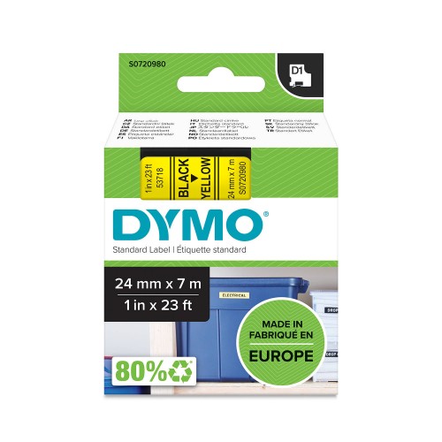 Dymo Lente D1 53718 24mm x 7m /  melns uz dzeltenas – S0720980