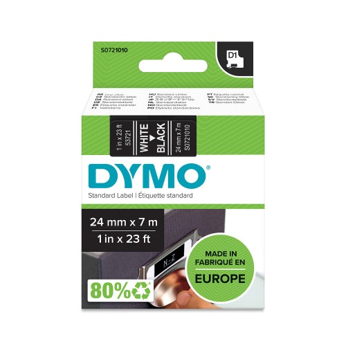Dymo Lente D1 53721 24mm x 7m / balts uz melnas – S0721010