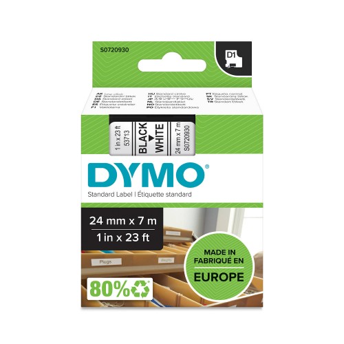 Dymo Lente D1 53713 24mm x 7m / melns uz baltas – S0720930