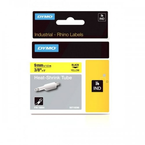 Dymo Rhino Termocaurulīte 18054 9mm x 1.5m  melns uz dzeltenas