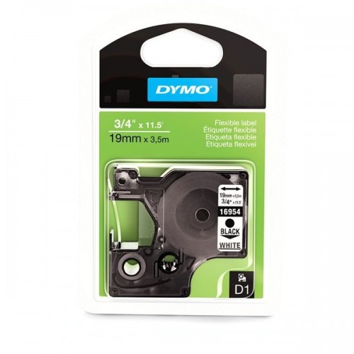 Dymo Neilona Lente D1 16958 19mm x 3.5m melns uz baltas / elastīgs – S0718050